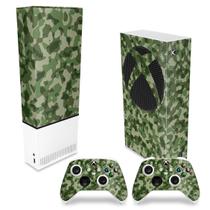 Capa Anti Poeira e Skin Compatível Xbox Series S Vertical - Camuflado Verde - Pop Arte Skins