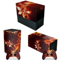 Capa Anti Poeira e Skin Compatível Xbox Series X Horizontal - Fire Flower