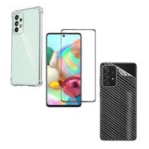 Capa Anti Queda + Película de Vidro 3D + Película Traseira Fibra de Carbono para Samsung Galaxy A73