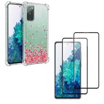 Capa Anti Quedas Corações Samsung Galaxy S20 Fe + 2x Películas 5D Nano Flexível