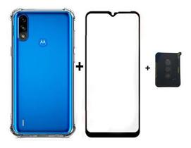 Capa Anti Shock + P 3d + Pelicula Camera Para Moto E7 Power