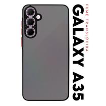 Capa Anti Shock Space Acrílico Translucida Fumê Botões Vermelho para Galaxy A35 5G A356 Tela 6.6 Capa Anti Shock Space Acrílico Translucida Fumê Botões Vermelho para Galaxy A35 5G A356 Tela 6.6
