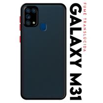 Capa Anti Shock Space Acrílico Translucida Fumê Botões Vermelho para Galaxy M31 M315 Tela 6.4 Capa Anti Shock Space Acrílico Translucida Fumê Botões Vermelho para Galaxy M31 M315 Tela 6.4