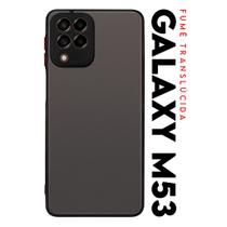 Capa Anti Shock Space Acrílico Translucida Fumê Botões Vermelho para Galaxy M53 5g M536 Tela 6.7 Capa Anti Shock Space Acrílico Translucida Fumê Botões Vermelho para Galaxy M53 5g M536 Tela 6.7
