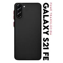 Capa Anti Shock Space Acrílico Translucida Fumê Botões Vermelho para Galaxy S21 Fe G990 Tela 6.4