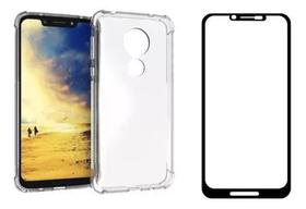 Capa Anti Shock Transparente + Pelicula de Nano Gel 5D Para Moto G7 Play