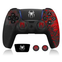 Capa antiderrapante para controle PS5, acessórios para controle PS5, capa antiderrapante de silicone para controle PS5 com orifícios para apertar o polegar, adesivo touch pad e adesivos