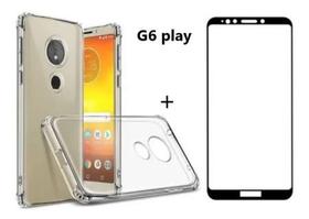 Capa Antiimpacto Moto G6play + Pelicula Vidro Temperado 3d Capa Antiimpacto Moto G6play + Pelicula Vidro Temperado 3d