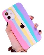 Capa Arco-íris Rosa Para iPhone XR 13 14 13 Pro/ Pro Max