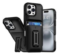 Capa Armor Premium 3 em 1 Para iPhone 15 Pro (6.1) Porta Cartão e Suporte Integrado Antichoque Capa Armor Premium 3 em 1 Para iPhone 15 Pro (6.1) Porta Cartão e Suporte Integrado Antichoque