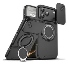 Capa Armor Titan iPhone 17 Pro Suporte Magnetico Metalico Indução Tampa Câmera