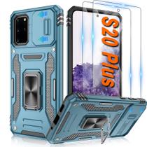 Capa ATUMP para Galaxy S20 Plus azul de 6,7", pacote com 2 protetores de tela, anel de 360 Capa ATUMP para Galaxy S20 Plus azul de 6,7", pacote com 2 protetores de tela, anel de 360