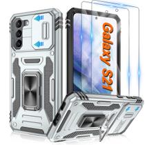 Capa ATUMP para Galaxy S21, 6,2", cinza, 360, suporte de anel Capa ATUMP para Galaxy S21, 6,2", cinza, 360, suporte de anel