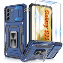 Capa ATUMP para Galaxy S22, 6,1", azul marinho, 360, suporte de anel