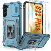 Capa ATUMP para Galaxy S22 Plus azul de 6,6", pacote com 2 protetores de tela, suporte de 360