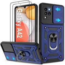 Capa ATUMP para Samsung Galaxy A42 5G com 2 Unidades Protetor de Tela HD, Capa Resistente a Choques com Suporte Giratório 360 Grau Militar para A42 5G, Azul Capa ATUMP para Samsung Galaxy A42 5G com 2 Unidades Protetor de Tela HD, Capa Resistente a Choques com Suporte Giratório 360 Grau Militar para A42 5G, Azul