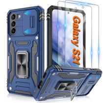 Capa ATUMP para Samsung Galaxy S21, 6.2", azul marinho, anel 360