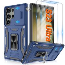 Capa ATUMP para Samsung Galaxy S23 Ultra azul marinho de 6,8", anel 360
