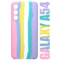 Capa Aveludada Arco Iris Candy Compatível Galaxy A54 5G A546 6.4 + Película De Vidro 3D - Cell In Power25