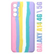 Capa Aveludada Arco Iris Candy Para Galaxy A14 4G A145 / A14 5G A146 6.6 + Película De Vidro 3D - Luiza Cell25