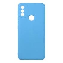 Capa Aveludada Azul compatível Moto E20 6.5 XT2155 + Película Vidro 9h - Cell In Power25