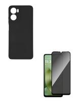 Capa Aveludada Case Preto + Película 3D Vidro Privativa Para Motorola Moto G06