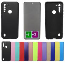 Capa Aveludada Para Moto G8 Power Lite + Pelicula Privacidad