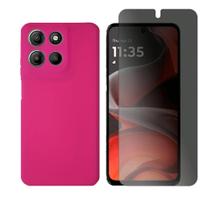 Capa Aveludada Para Motorola Moto G15 + Pelicula Privacidade Capa Aveludada Para Motorola Moto G15 + Pelicula Privacidade