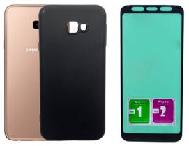 Capa Aveludada Preta Para Galaxy J4 Plus Core + Pel Ceramica Capa Aveludada Preta Para Galaxy J4 Plus Core + Pel Ceramica
