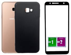 Capa Aveludada Preta Para Galaxy J4 Plus Core + Película 3D Capa Aveludada Preta Para Galaxy J4 Plus Core + Película 3D