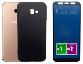 Capa Aveludada Preta Para Galaxy J4 Plus + Pel. Privacidade Capa Aveludada Preta Para Galaxy J4 Plus + Pel. Privacidade