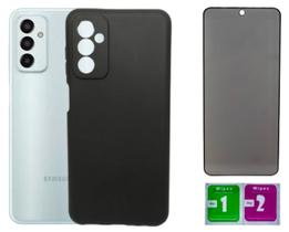 Capa Aveludada Preta Para Galaxy M13 M23 + Pel. Privacidade Capa Aveludada Preta Para Galaxy M13 M23 + Pel. Privacidade