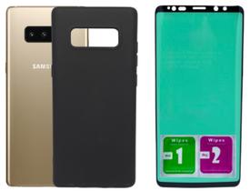 Capa Aveludada Preta Para Galaxy Note 8 + Película Ceramica