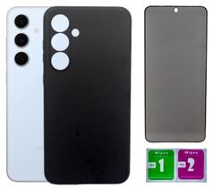 Capa Aveludada Preta Para Galaxy S24 Fe + Pel. Privacidade Capa Aveludada Preta Para Galaxy S24 Fe + Pel. Privacidade