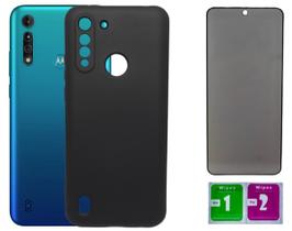 Capa Aveludada Preta Para Moto G8 Power Lite + P Privacidade