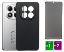 Capa Aveludada Preta Para Poco X7 5g + Pelicula Privacidade Capa Aveludada Preta Para Poco X7 5g + Pelicula Privacidade
