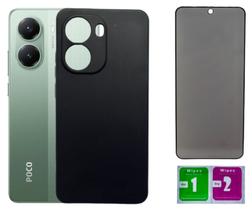 Capa Aveludada Preta Para Poco X7 Pro 5g + Pel Privacidade Capa Aveludada Preta Para Poco X7 Pro 5g + Pel Privacidade