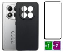 Capa Aveludada Preta Para Redmi Poco X7 5g + Película 3D