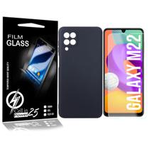 Capa Aveludada Preto compatível Galaxy M22 M225 6.4 + Película Vidro 9h - Cell In Power25 Capa Aveludada Preto compatível Galaxy M22 M225 6.4 + Película Vidro 9h - Cell In Power25