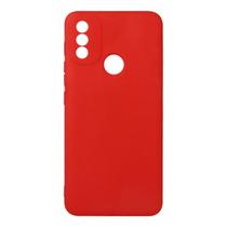 Capa Aveludada Vermelho compatível Moto E20 6.5 XT2155 + Película Vidro 9h - Cell In Power25