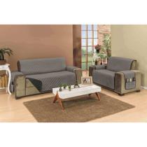 Capa avulsa para sofa king grande de 3 lugares + dupla face em viés e matelado + porta objetos largura assento de 1,80m Capa avulsa para sofa king grande de 3 lugares + dupla face em viés e matelado + porta objetos largura assento de 1,80m