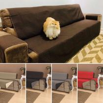 Capa avulsa protetor para sofá king grande fixo ou reclinavel de 4 lugares em dupla face + porta objetos largura assento de 2,40m - RG SHOPS