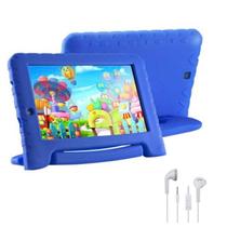Capa Azul Emborrachada para Tablet M7s Plus M7 3g 4g M7s plus + Fone com Microfone