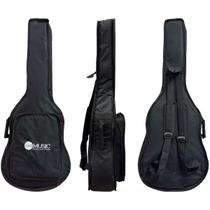 Capa Bag Almofadada Cargo Para Violão Folk e Classico Ny-600 Preto Com Bolso e Alça Tipo Mochila