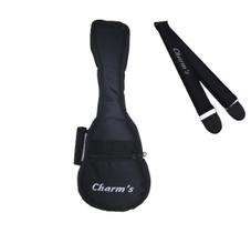Capa bag estojo simples ukulele soprano com alça e bolso mochila reforçada + correia acolchoada ajustável kit