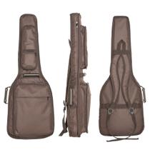 Capa Bag Guitarra Acolchoada Luxo 2 Bolso Cargo Premium Marrom