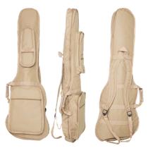 Capa Bag para Contra baixo acolchoada 2 Bolso cargo Premium Bege