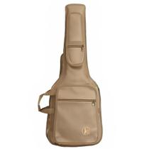 Capa Bag Para Guitarra Couro Premium Acolchoado Bege - Jpg Bags