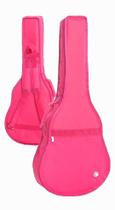 Capa bag violão infantil 3/4 acolchoada rosa com bolso alça ajustável tipo mochila criança semi impermeável luxo