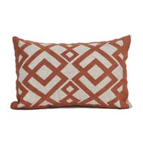 Capa Baguete 30x50 cm Linho Com Aplique Ikat Boucle Terracota Capa Baguete 30x50 cm Linho Com Aplique Ikat Boucle Terracota